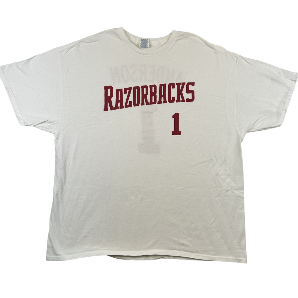 Arkansas Razorbacks T-Shirt Mens 2XL Anderson #1 Jersey White NCAA